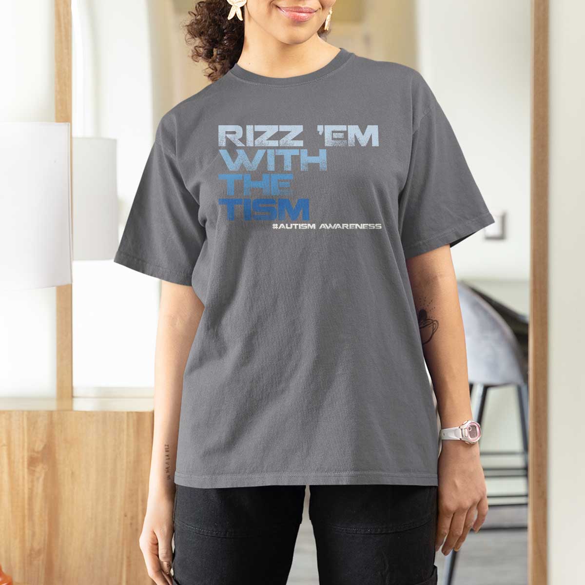 Funny Rizz Em With The Tism T Shirt For Women Meme Autistic Autism Awareness