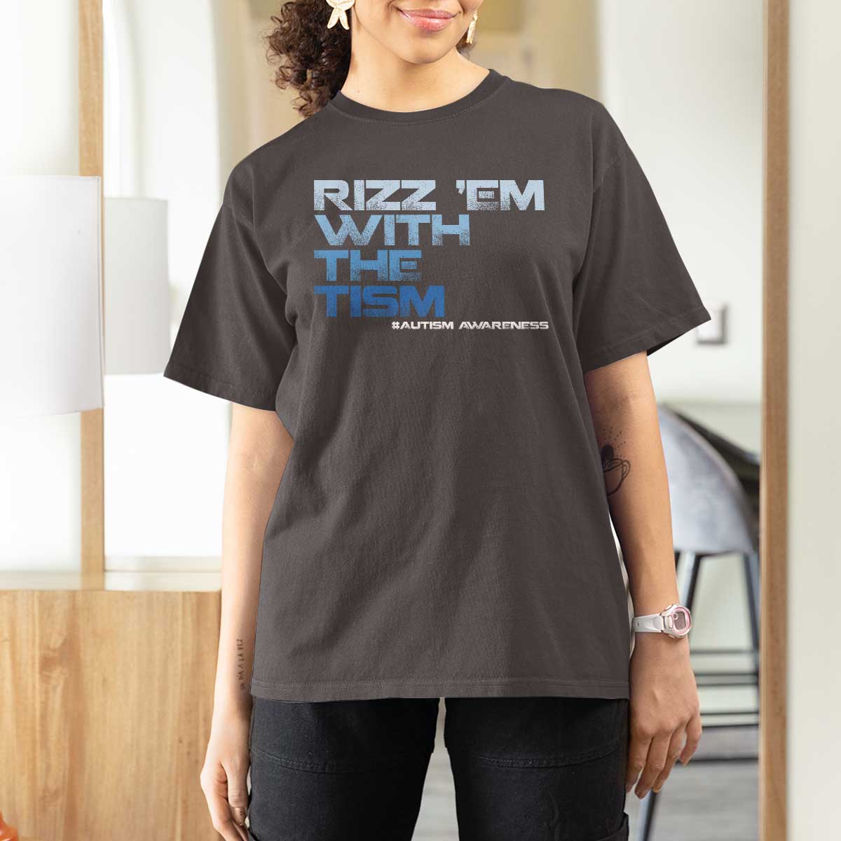 Funny Rizz Em With The Tism T Shirt For Women Meme Autistic Autism Awareness