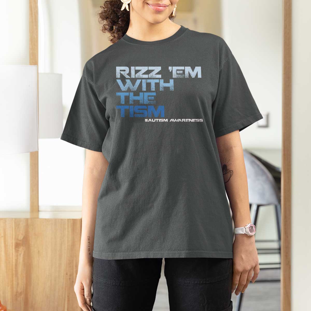 Funny Rizz Em With The Tism T Shirt For Women Meme Autistic Autism Awareness