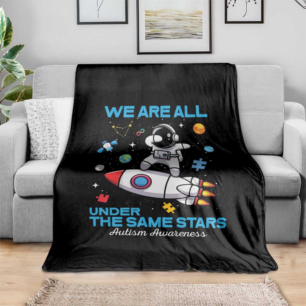 Autism Acceptance Throw Blanket We Are All Under The Same Stars