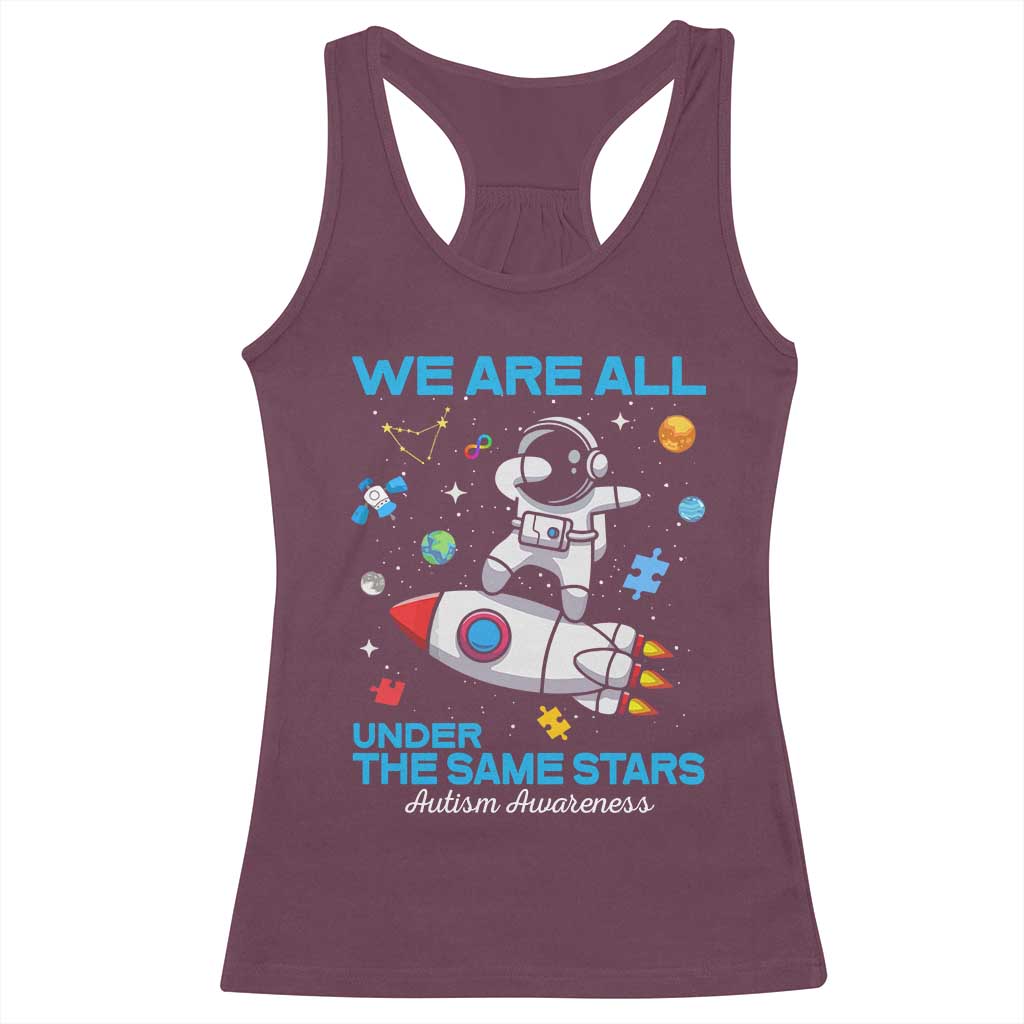 Autism Acceptance Racerback Tank Top We Are All Under The Same Stars