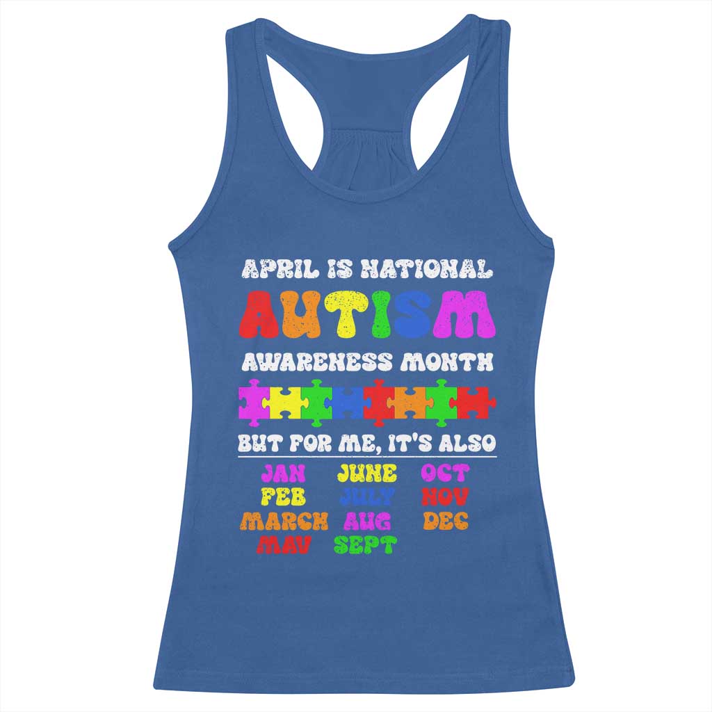 National Autism Awerness Month Racerback Tank Top Autistic Kids Gift