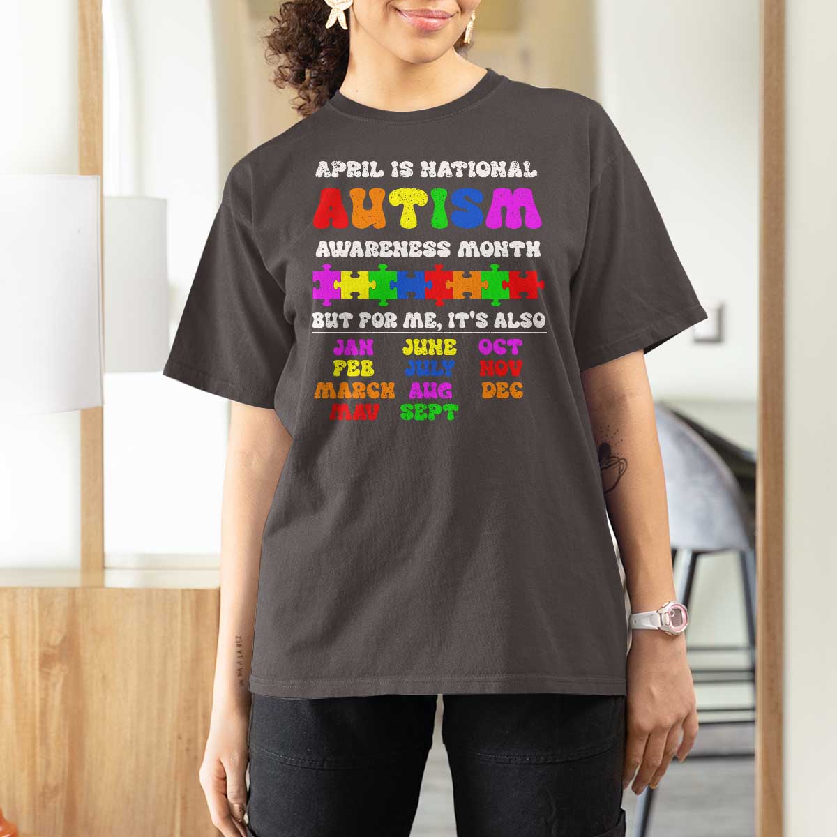 National Autism Awerness Month T Shirt For Women Autistic Kids Gift