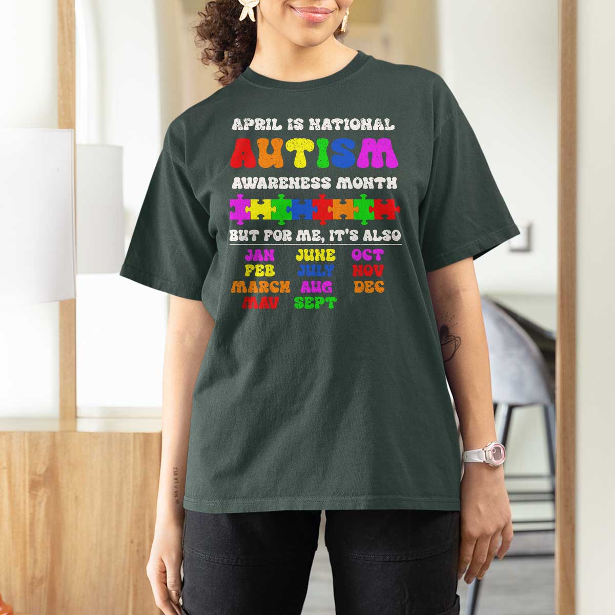 National Autism Awerness Month T Shirt For Women Autistic Kids Gift