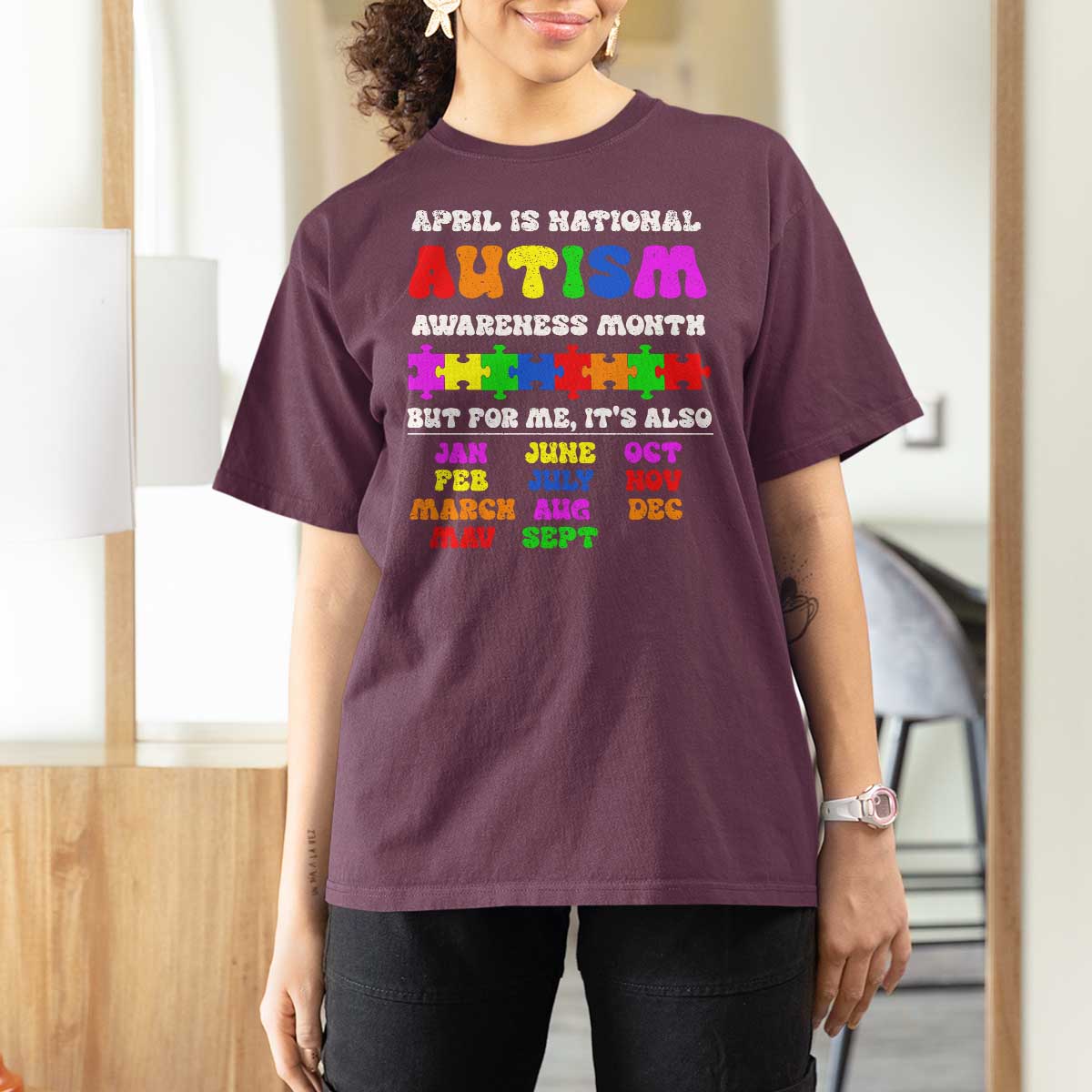 National Autism Awerness Month T Shirt For Women Autistic Kids Gift
