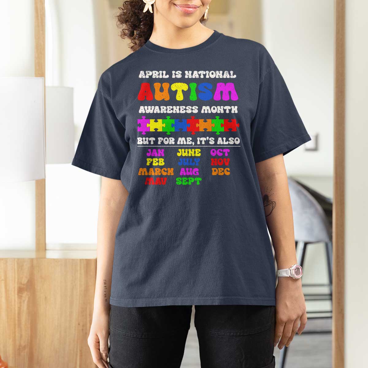 National Autism Awerness Month T Shirt For Women Autistic Kids Gift
