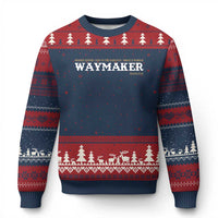 Christian Worship Ugly Christmas Sweater Isaiah 42:16 Waymaker Promise Keeper Miracle Worker - Wonder Print Shop