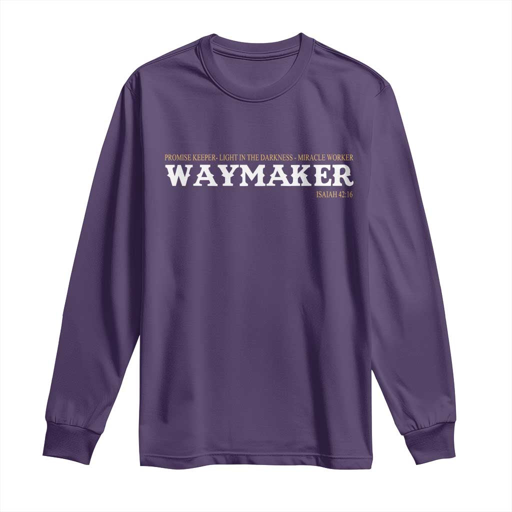 Christian Worship Long Sleeve Shirt Isaiah 42:16 Waymaker Promise Keeper Miracle Worker - Wonder Print Shop