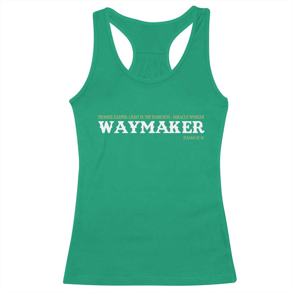 Christian Worship Racerback Tank Top Isaiah 42:16 Waymaker Promise Keeper Miracle Worker - Wonder Print Shop