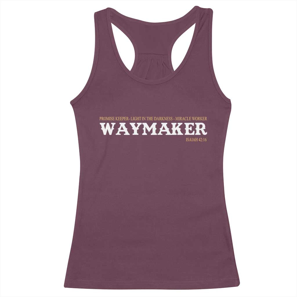 Christian Worship Racerback Tank Top Isaiah 42:16 Waymaker Promise Keeper Miracle Worker - Wonder Print Shop