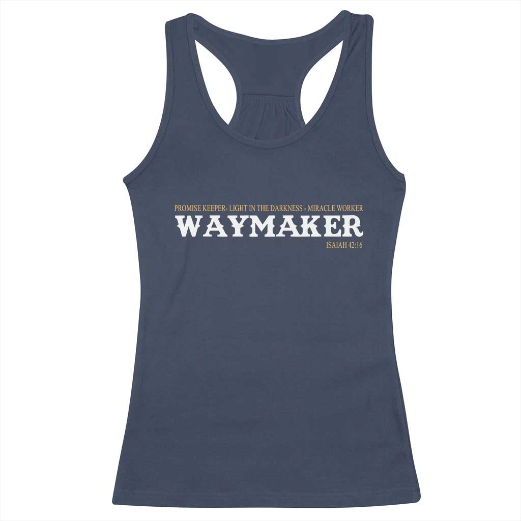 Christian Worship Racerback Tank Top Isaiah 42:16 Waymaker Promise Keeper Miracle Worker - Wonder Print Shop