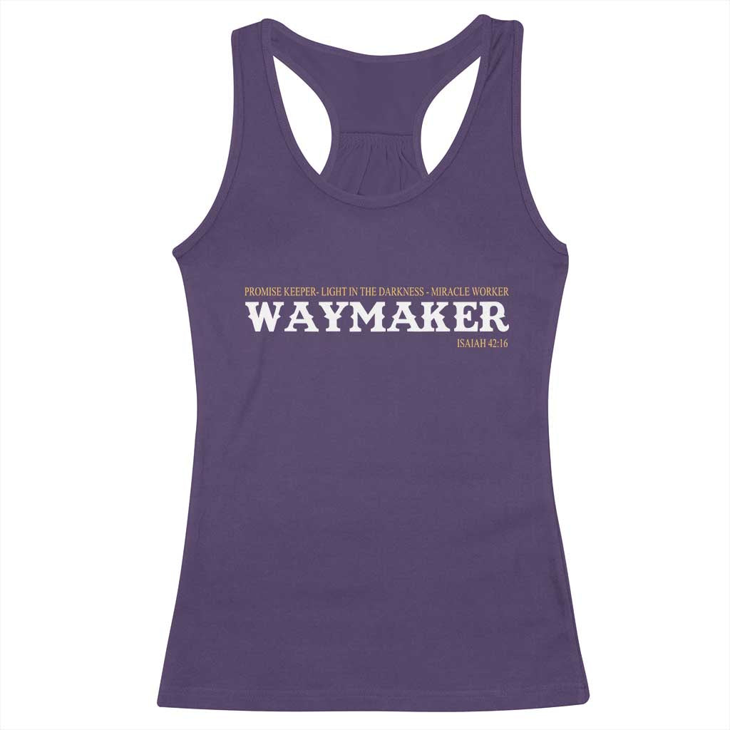 Christian Worship Racerback Tank Top Isaiah 42:16 Waymaker Promise Keeper Miracle Worker - Wonder Print Shop
