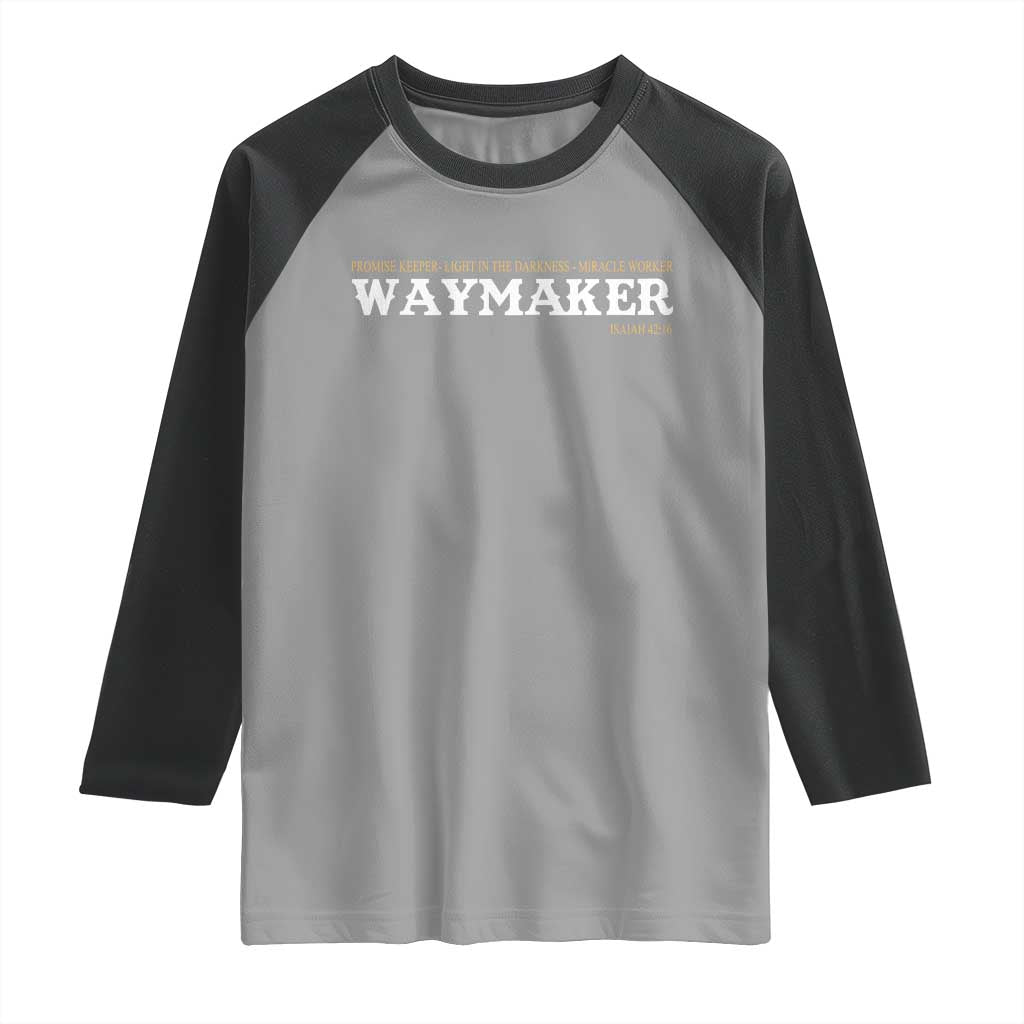 Christian Worship Raglan Shirt Isaiah 42:16 Waymaker Promise Keeper Miracle Worker - Wonder Print Shop