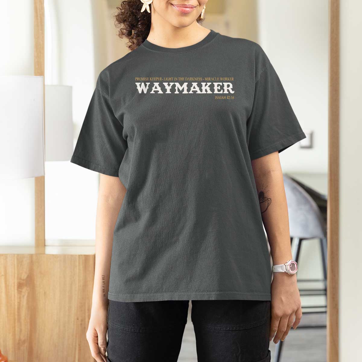 Christian Worship T Shirt For Women Isaiah 42:16 Waymaker Promise Keeper Miracle Worker - Wonder Print Shop