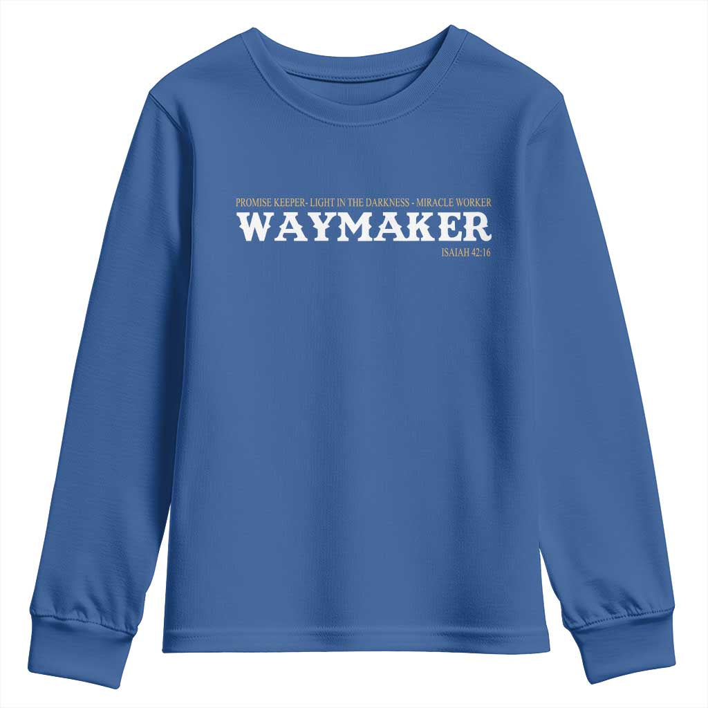 Christian Worship Youth Sweatshirt Isaiah 42:16 Waymaker Promise Keeper Miracle Worker - Wonder Print Shop