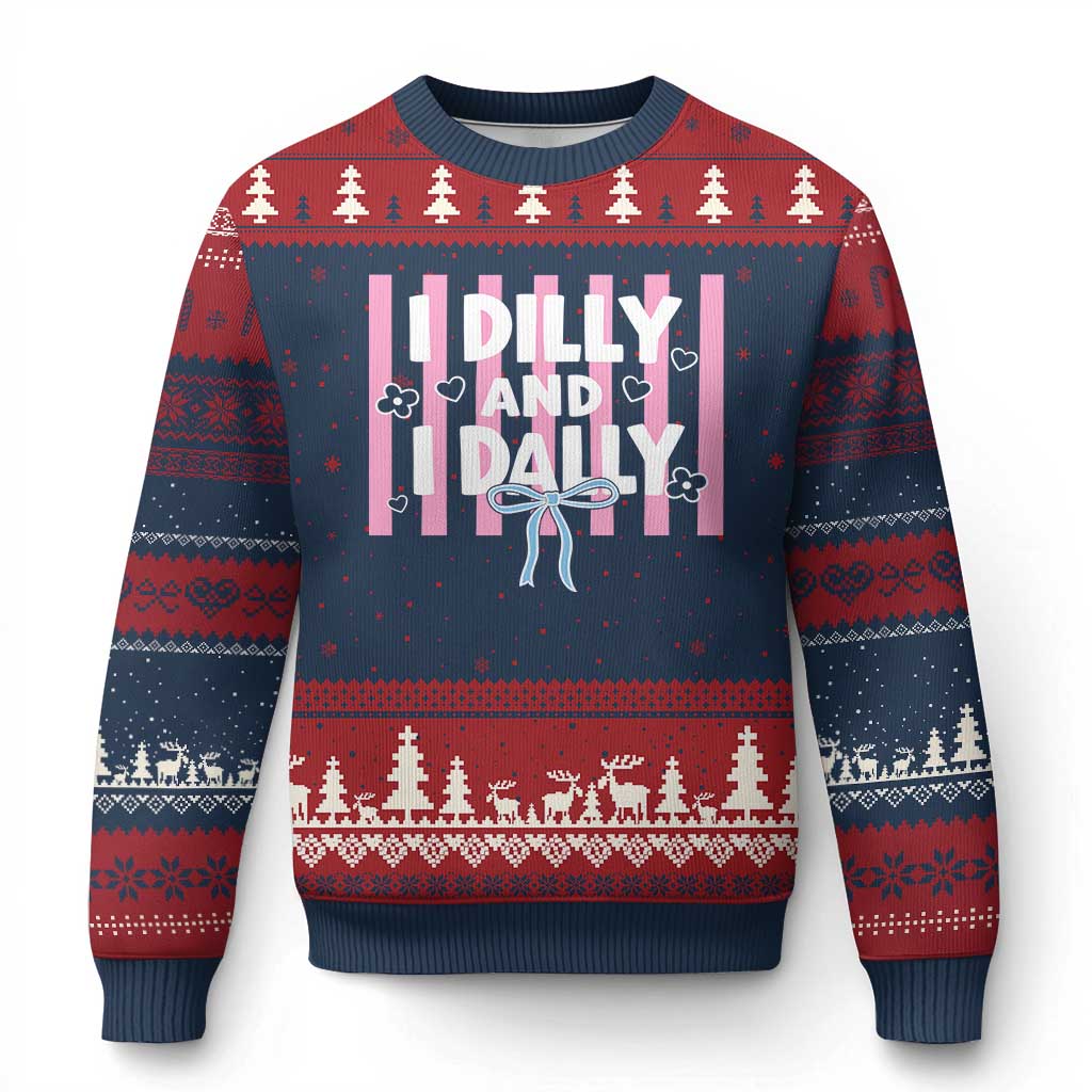 Dilly Dally Ugly Christmas Sweater Trendy Viral Funny Girly