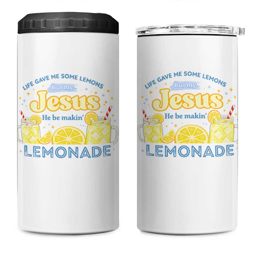 Life Gave Me Some Lemons 4 in 1 Can Cooler Tumbler Funny Lemonade Jesus Christian