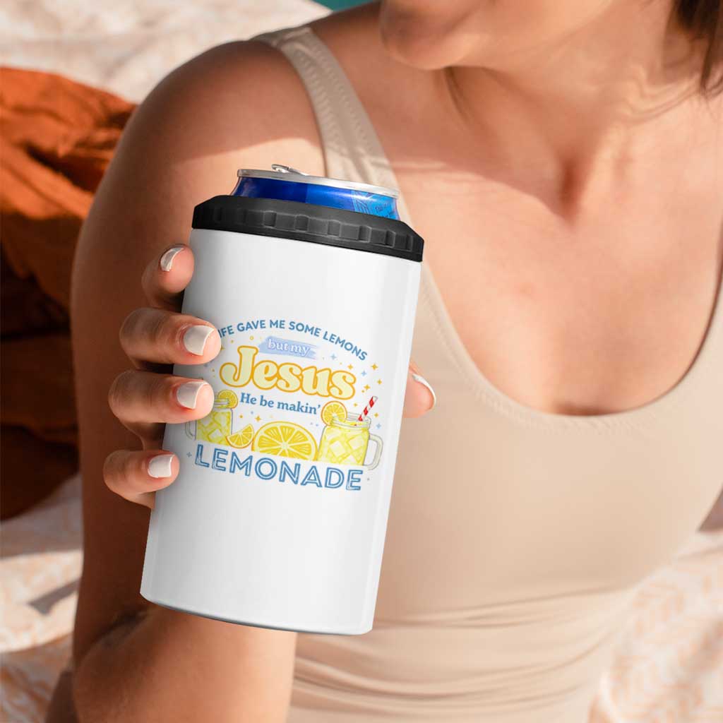 Life Gave Me Some Lemons 4 in 1 Can Cooler Tumbler Funny Lemonade Jesus Christian