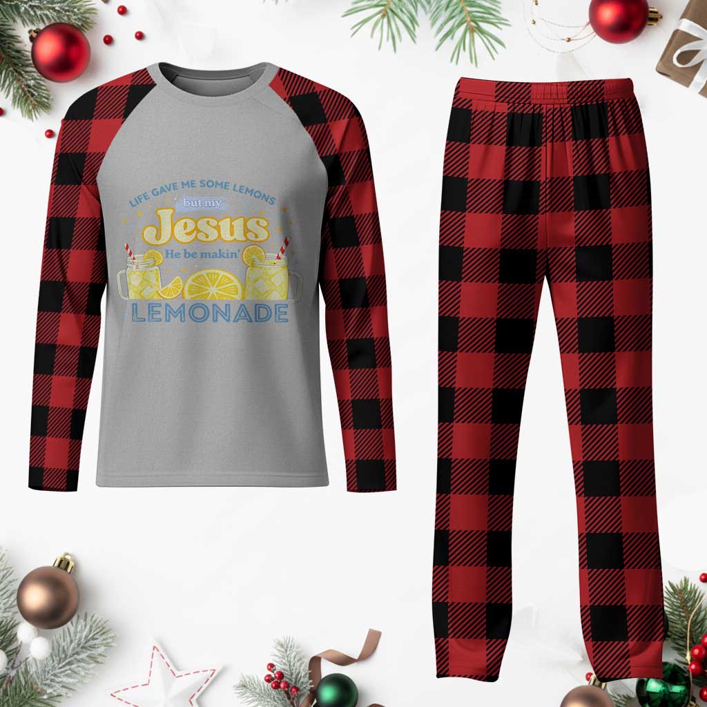 Life Gave Me Some Lemons Plaid Pajama Set Funny Lemonade Jesus Christian