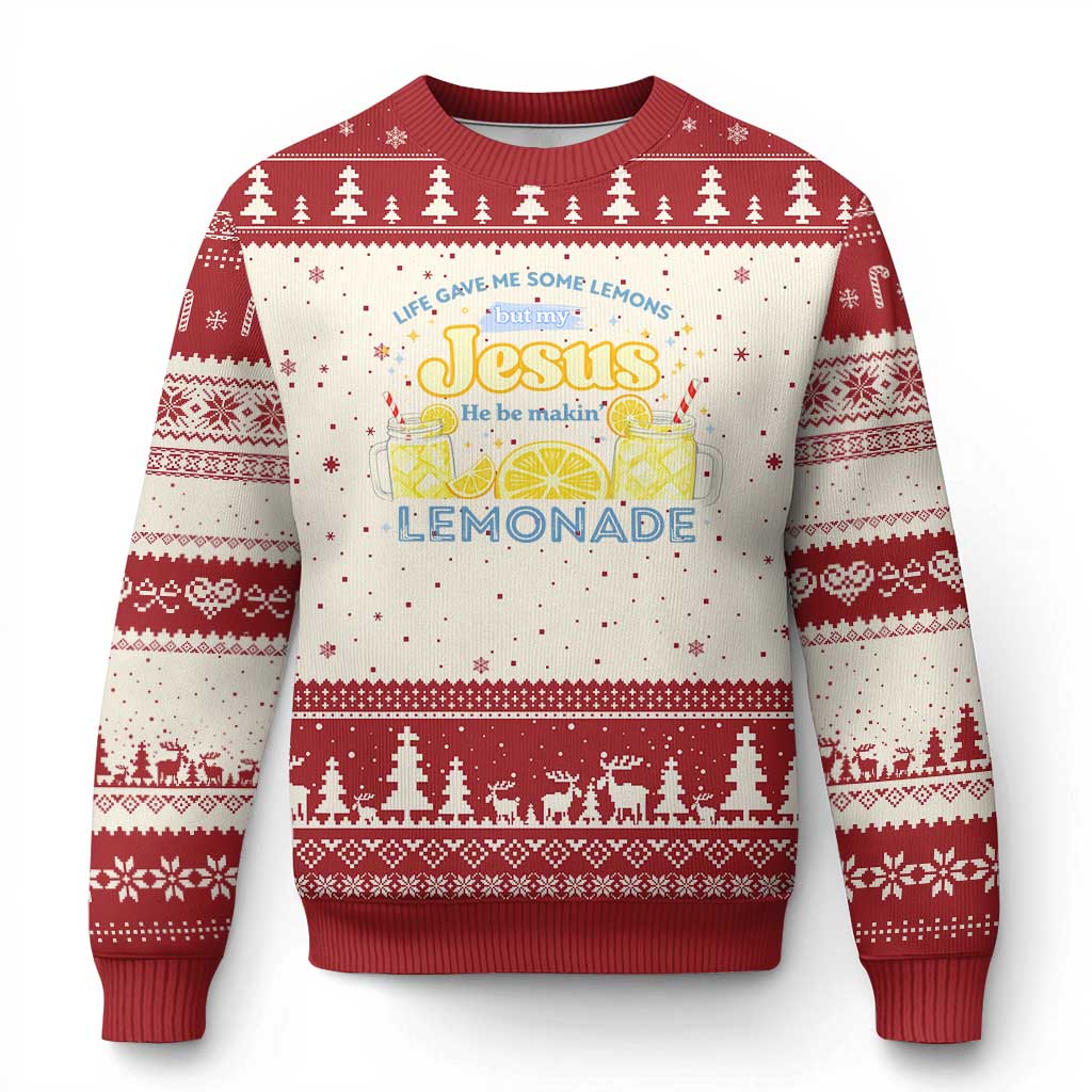 Life Gave Me Some Lemons Ugly Christmas Sweater Funny Lemonade Jesus Christian