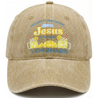 Life Gave Me Some Lemons Washed Cotton Baseball Cap Funny Lemonade Jesus Christian