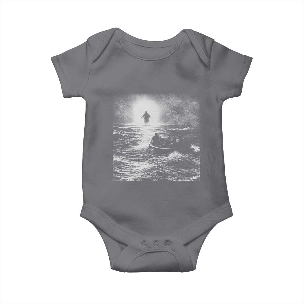 Christian Faith Baby Onesie Walk On Water Distressed Bible Verse