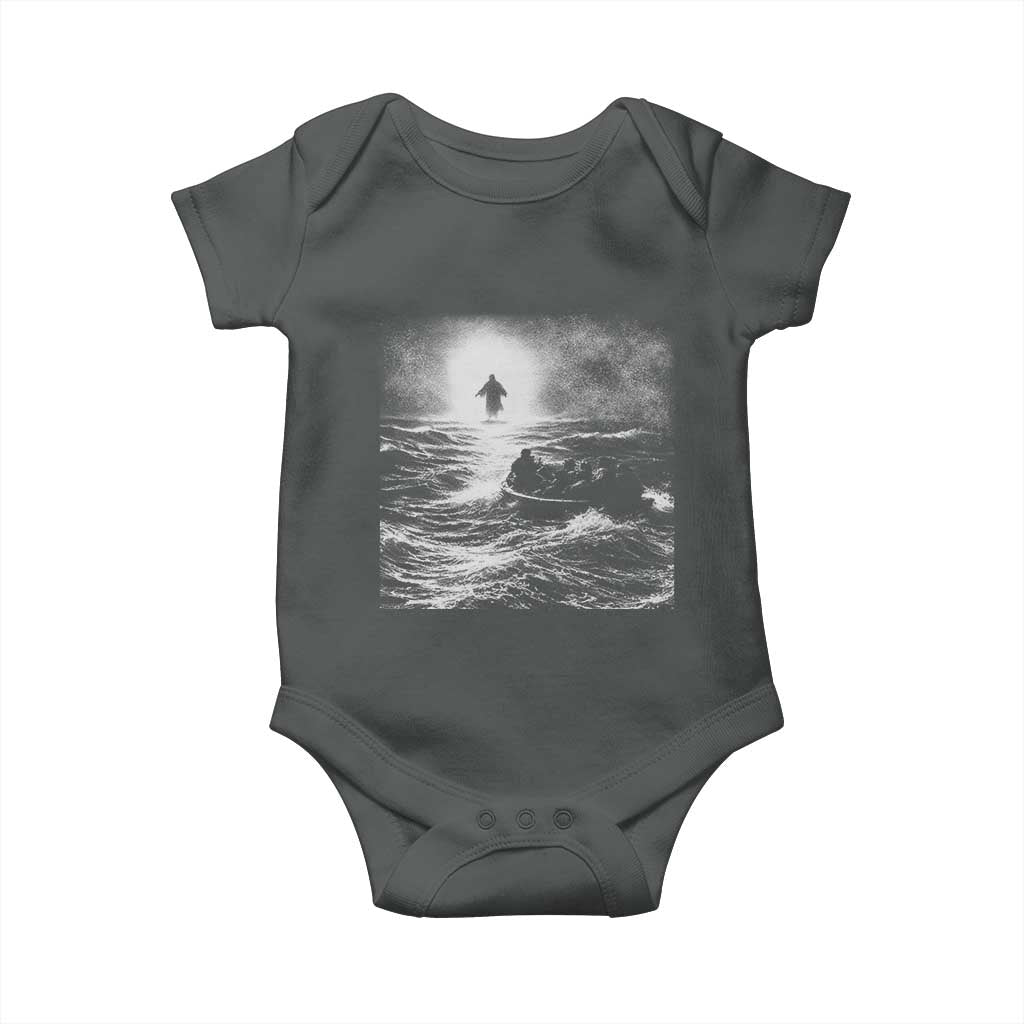 Christian Faith Baby Onesie Walk On Water Distressed Bible Verse