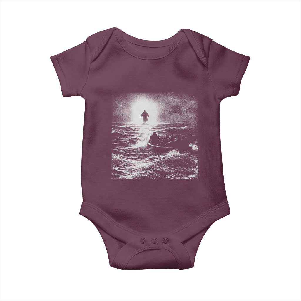 Christian Faith Baby Onesie Walk On Water Distressed Bible Verse