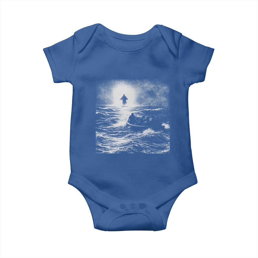 Christian Faith Baby Onesie Walk On Water Distressed Bible Verse