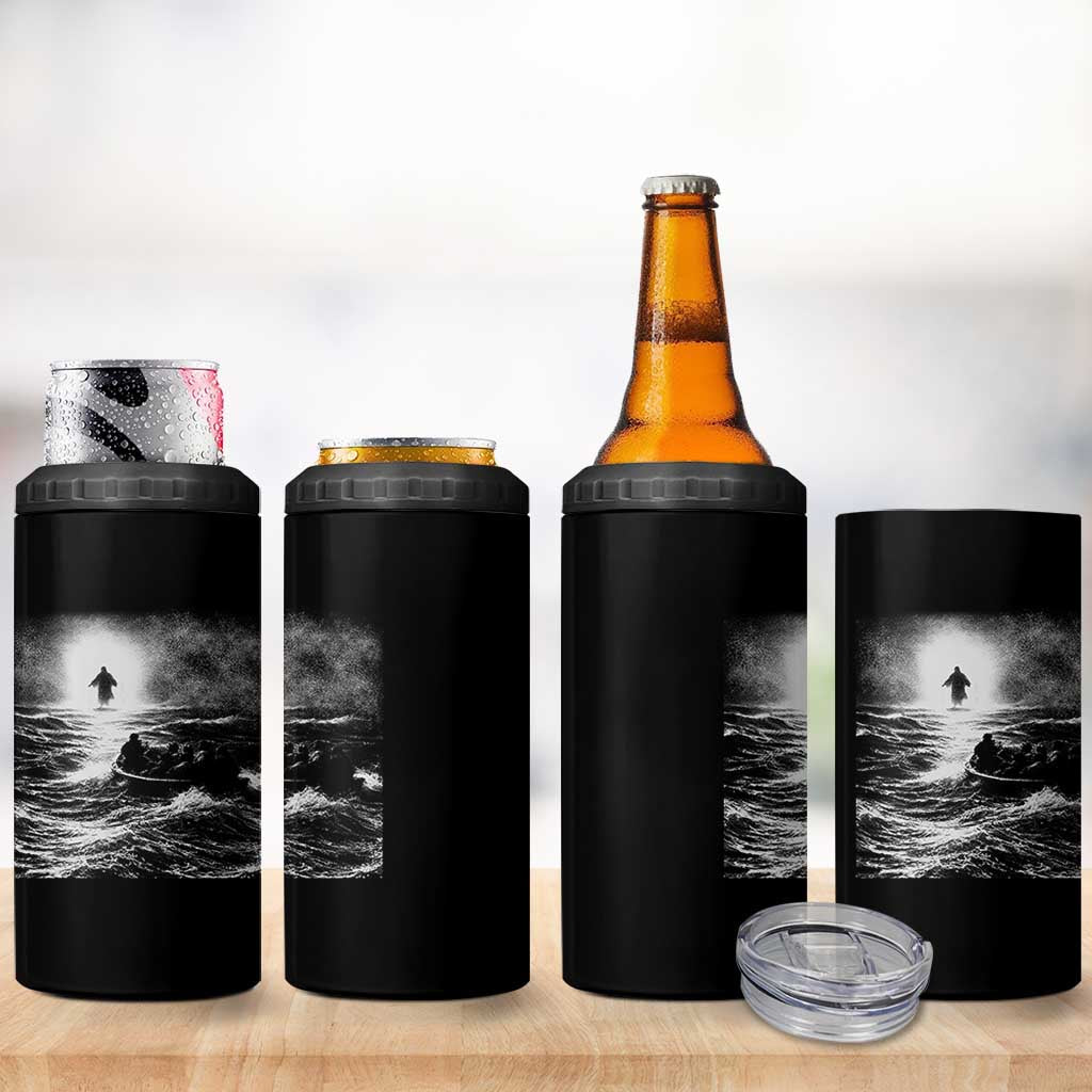 Christian Faith 4 in 1 Can Cooler Tumbler Walk On Water Distressed Bible Verse