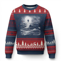 Christian Faith Ugly Christmas Sweater Walk On Water Distressed Bible Verse