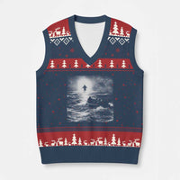 Christian Faith V-Neck Knit Sweater Vest Walk On Water Distressed Bible Verse