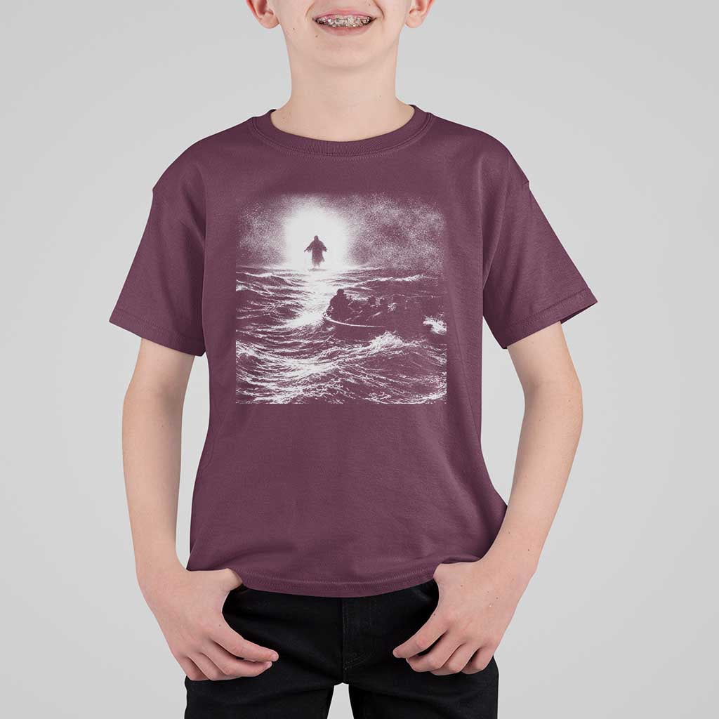 Christian Faith T Shirt For Kid Walk On Water Distressed Bible Verse