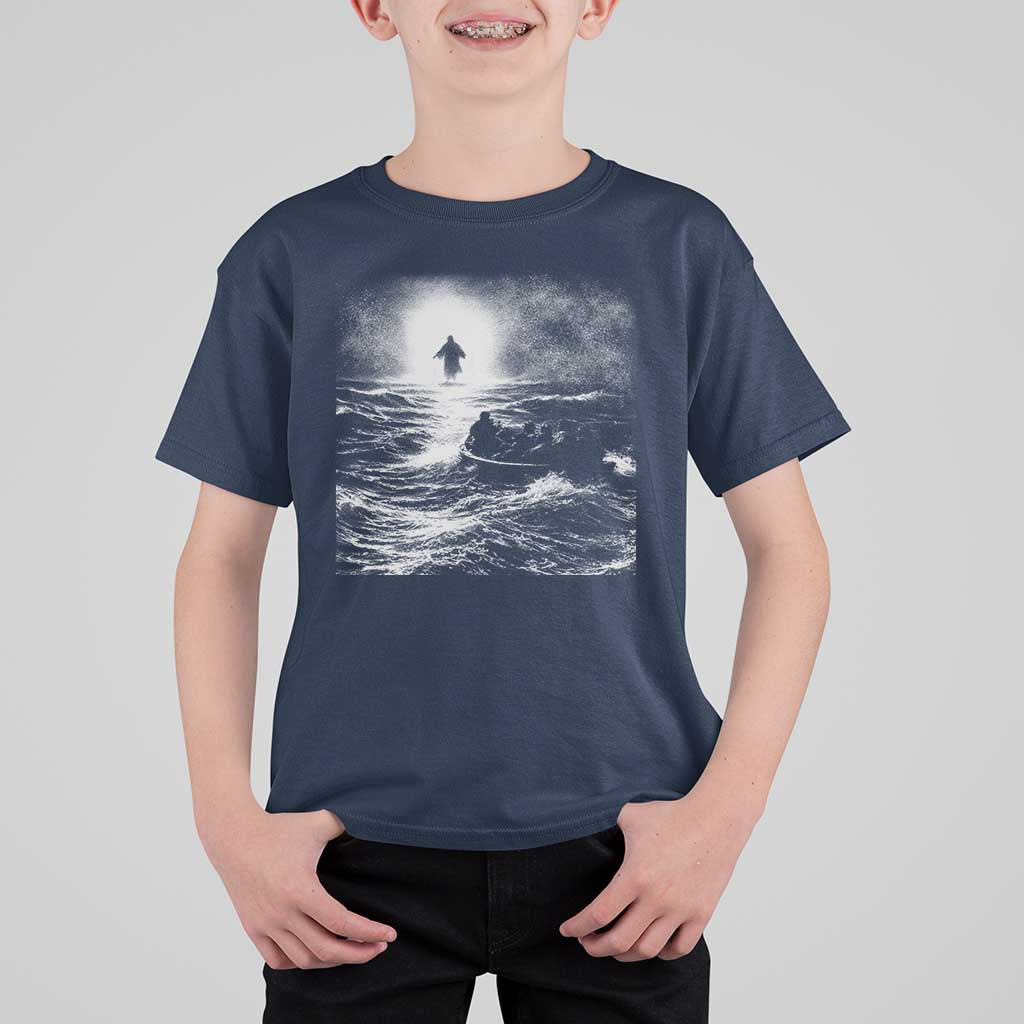 Christian Faith T Shirt For Kid Walk On Water Distressed Bible Verse