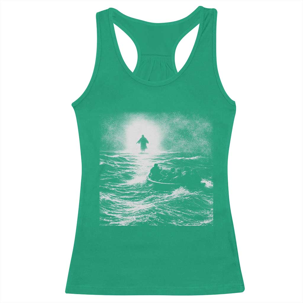 Christian Faith Racerback Tank Top Walk On Water Distressed Bible Verse