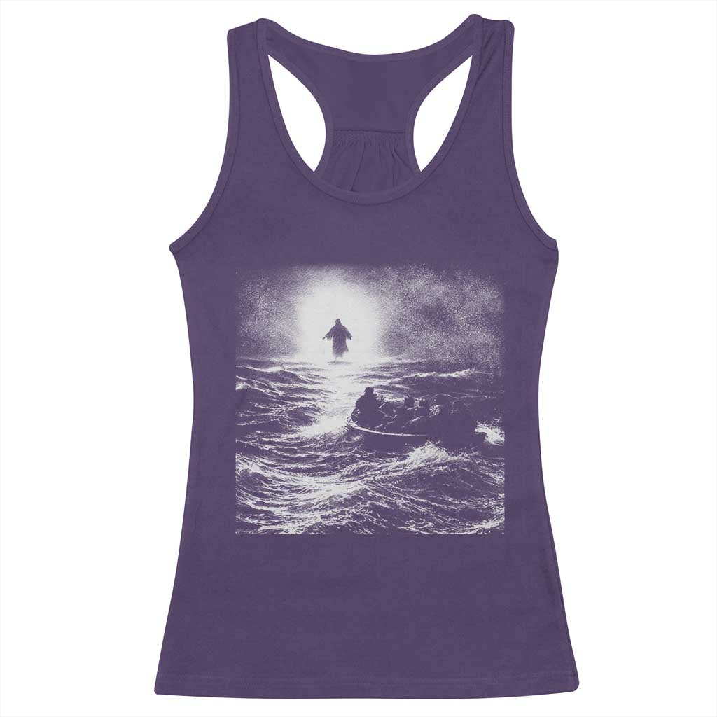 Christian Faith Racerback Tank Top Walk On Water Distressed Bible Verse