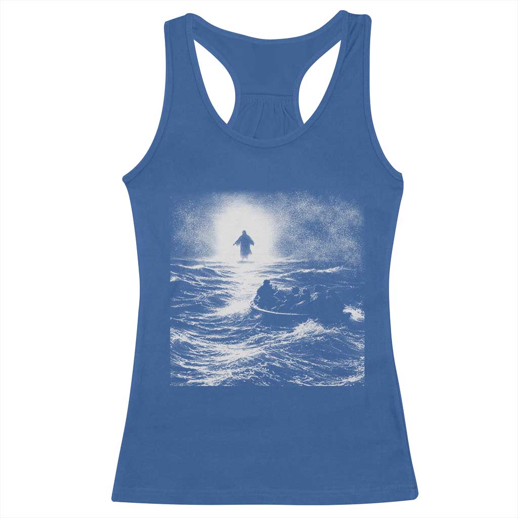 Christian Faith Racerback Tank Top Walk On Water Distressed Bible Verse