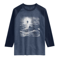 Christian Faith Raglan Shirt Walk On Water Distressed Bible Verse