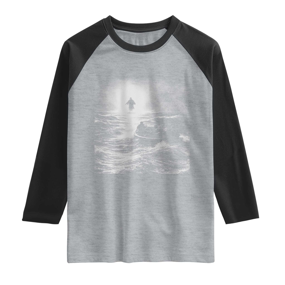 Christian Faith Raglan Shirt Walk On Water Distressed Bible Verse