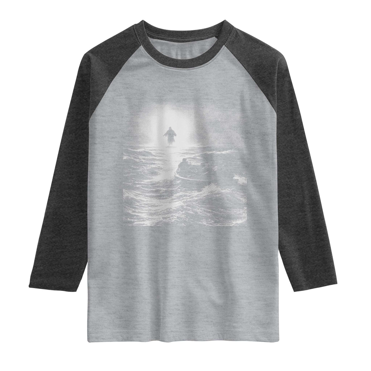 Christian Faith Raglan Shirt Walk On Water Distressed Bible Verse