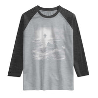 Christian Faith Raglan Shirt Walk On Water Distressed Bible Verse