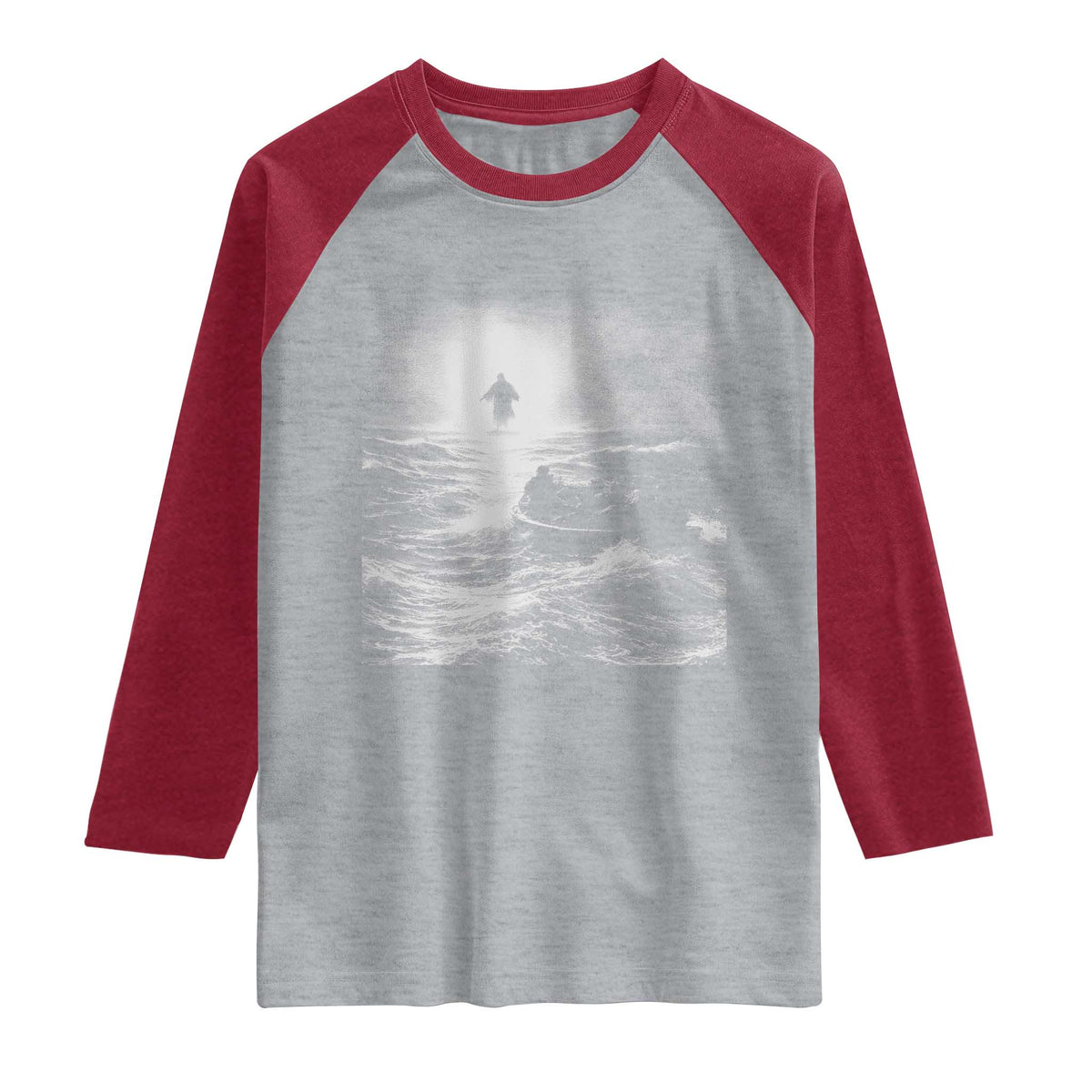Christian Faith Raglan Shirt Walk On Water Distressed Bible Verse