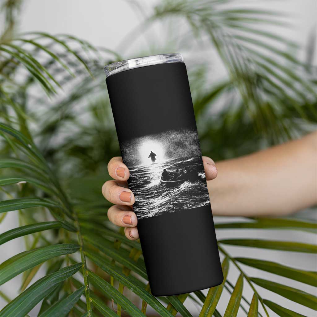 Christian Faith Skinny Tumbler Walk On Water Distressed Bible Verse