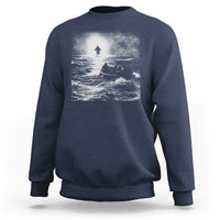 Christian Faith Sweatshirt Walk On Water Distressed Bible Verse