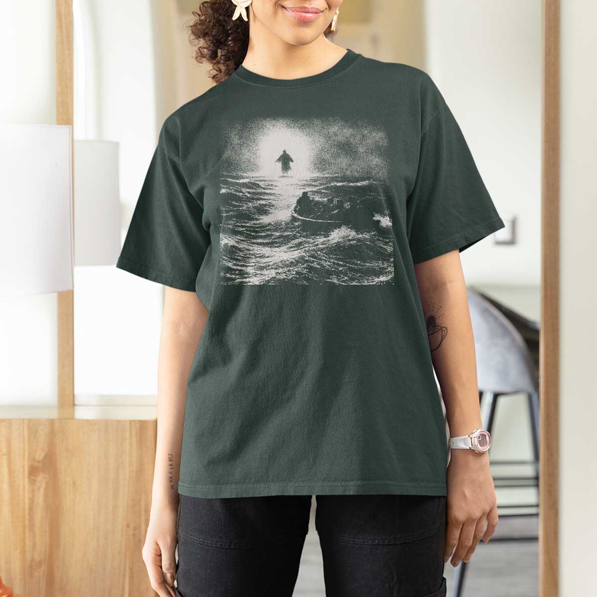 Christian Faith T Shirt For Women Walk On Water Distressed Bible Verse