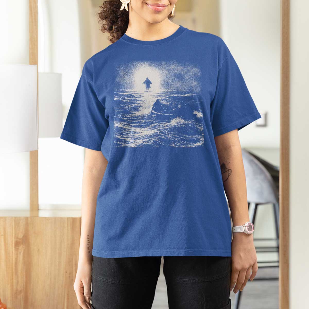 Christian Faith T Shirt For Women Walk On Water Distressed Bible Verse