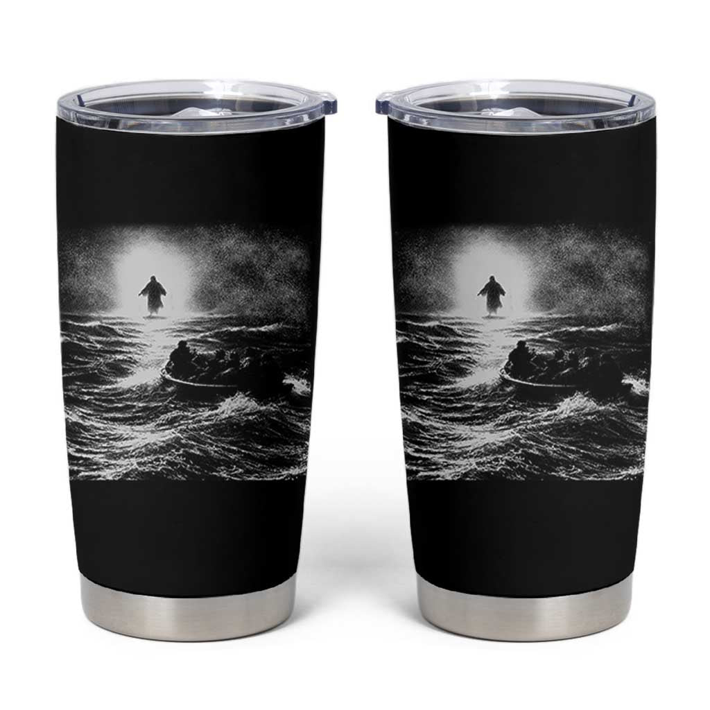 Christian Faith Tumbler Cup Walk On Water Distressed Bible Verse