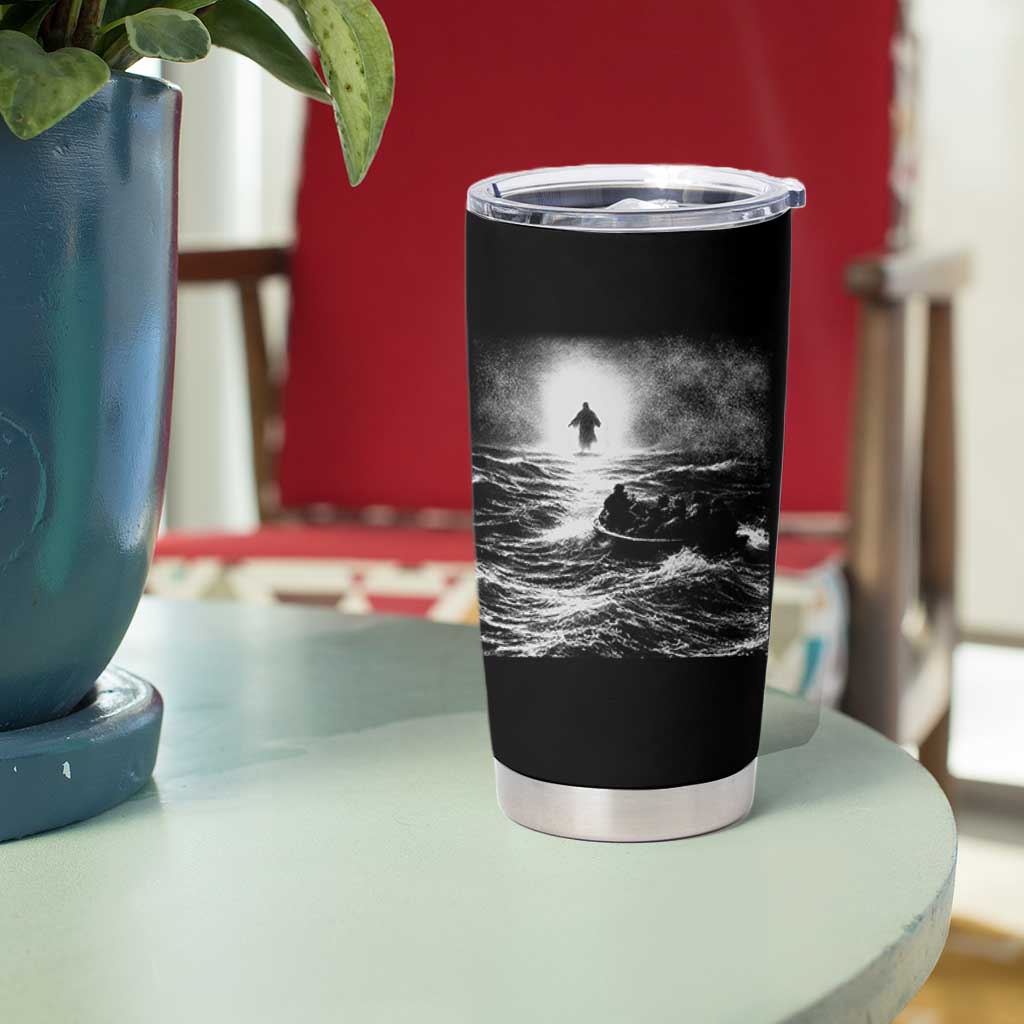 Christian Faith Tumbler Cup Walk On Water Distressed Bible Verse