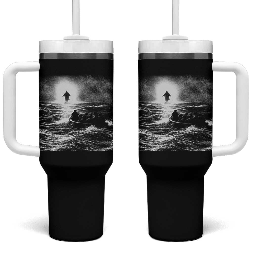 Christian Faith Tumbler With Handle Walk On Water Distressed Bible Verse