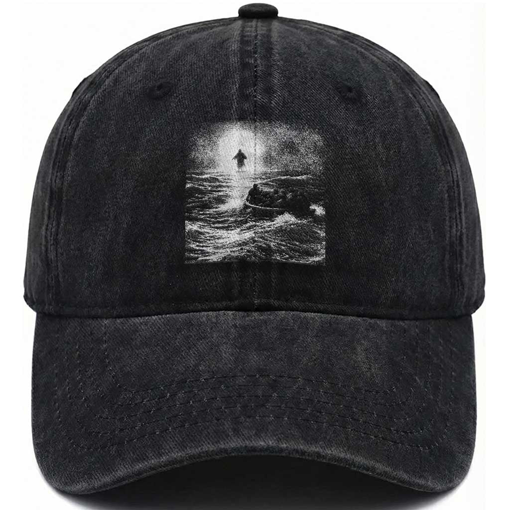 Christian Faith Washed Cotton Baseball Cap Walk On Water Distressed Bible Verse